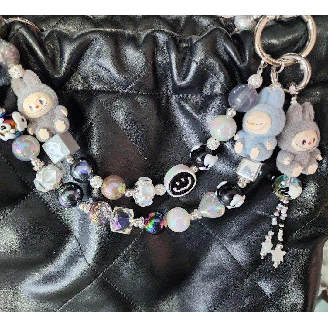 Beaded Bag Chain | one-of-a-kind handmade | Labubu | charms, Have a seat, Macaron, Valentine's Gift, high quality beads