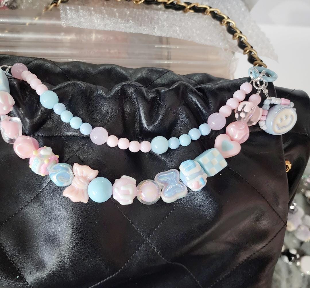Beaded Bag Chain | one-of-a-kind handmade | Labubu | charms, Have a seat, Macaron, Valentine's Gift, high quality beads