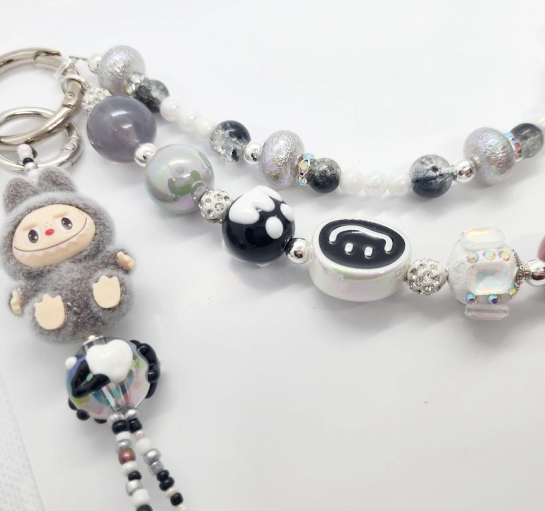 Beaded Bag Chain | one-of-a-kind handmade | Labubu | charms, Have a seat, Macaron, Valentine's Gift, high quality beads