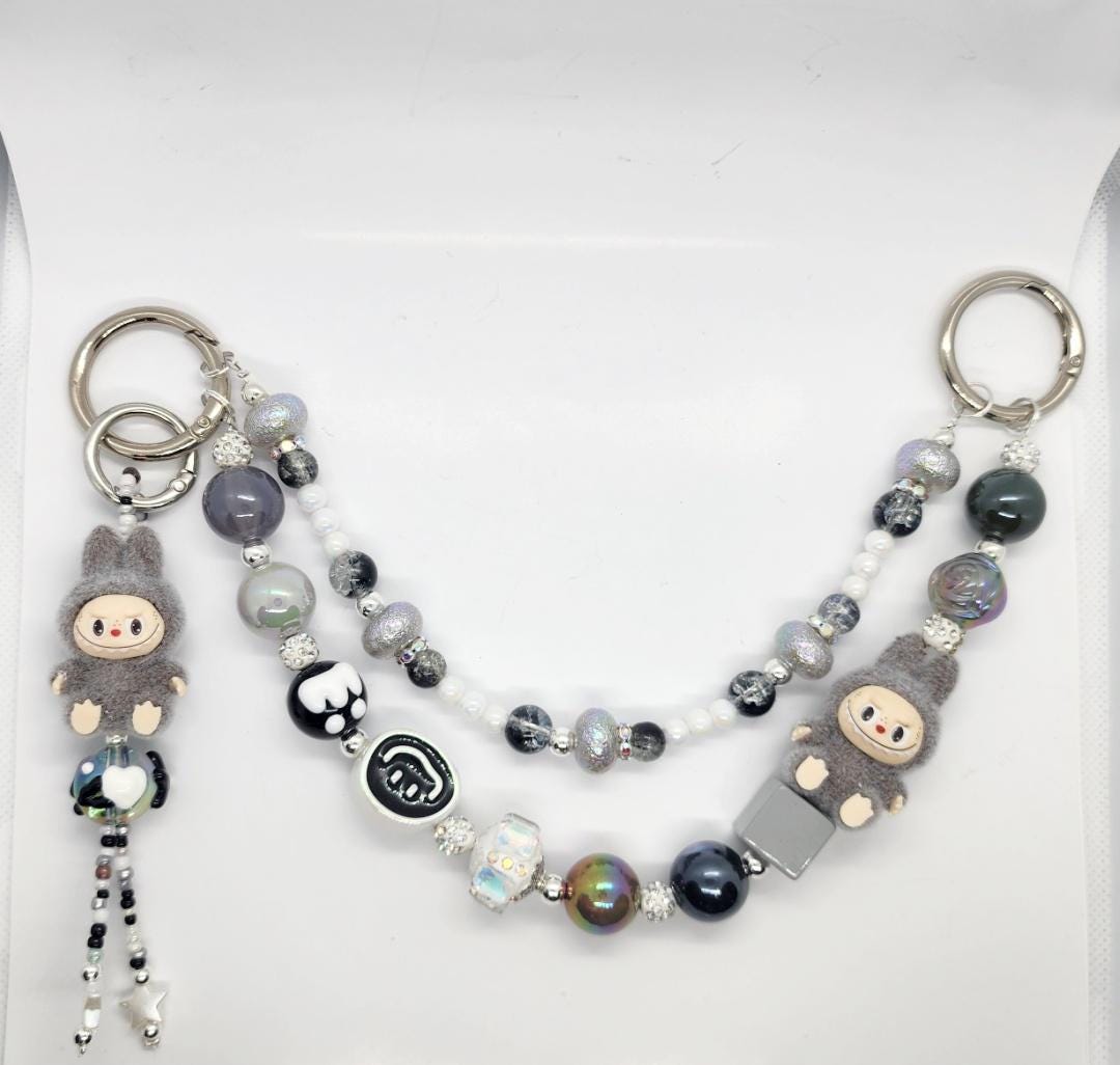 Beaded Bag Chain | one-of-a-kind handmade | Labubu | charms, Have a seat, Macaron, Valentine's Gift, high quality beads