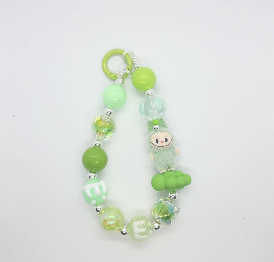 Labubu The Monsters fury Bean! one-of-a-kind handmade take a seat - keychain or phone charm, Have a seat, Halloween monster