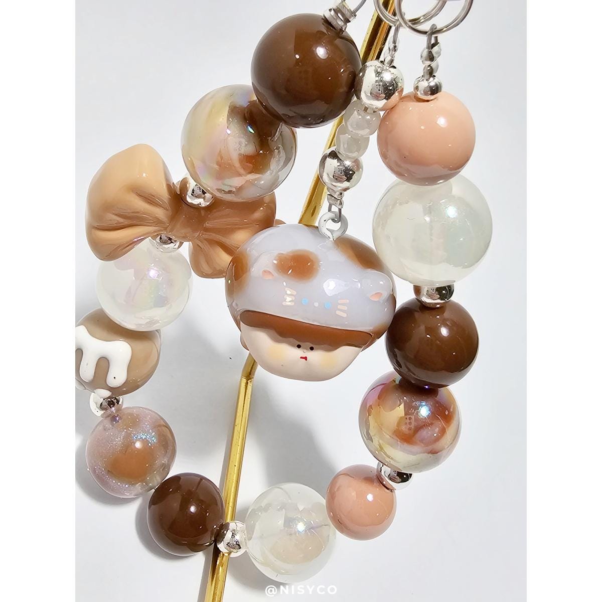 Authentic AMLSS Bean handmade painted beads keychain or phone charm Kawaii Japan | Cute Chain Christmas Gift