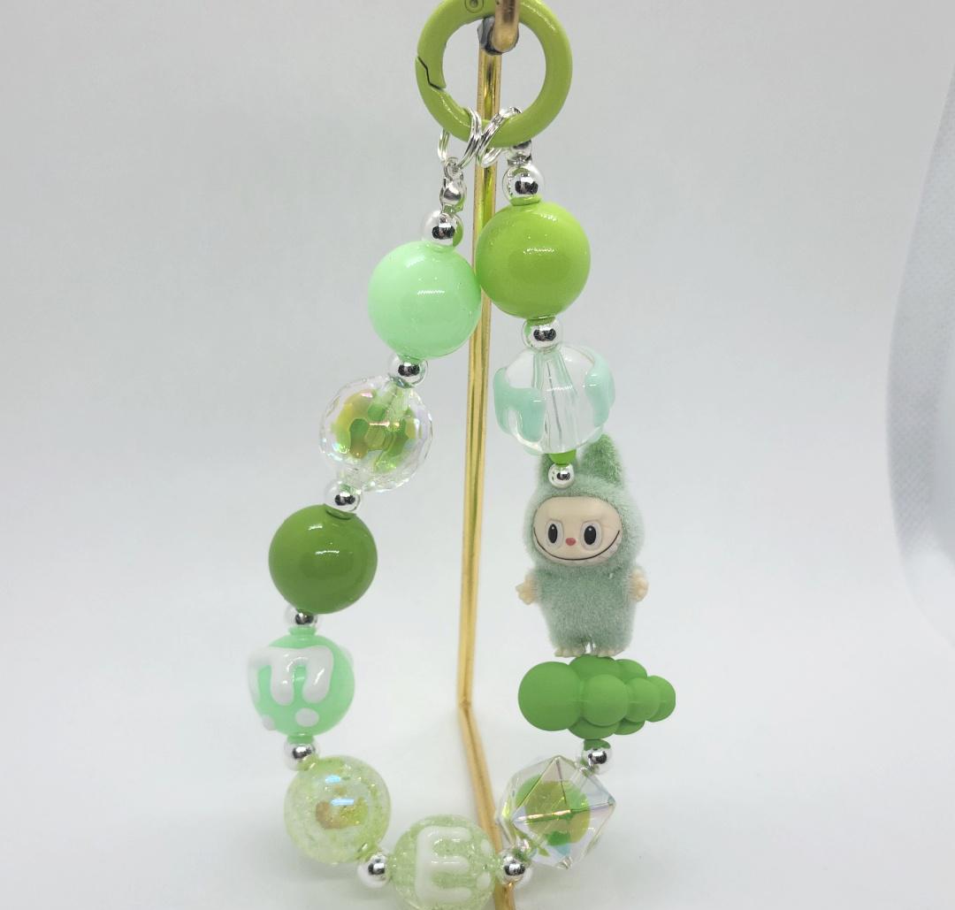 Labubu The Monsters fury Bean! one-of-a-kind handmade take a seat - keychain or phone charm, Have a seat, Halloween monster