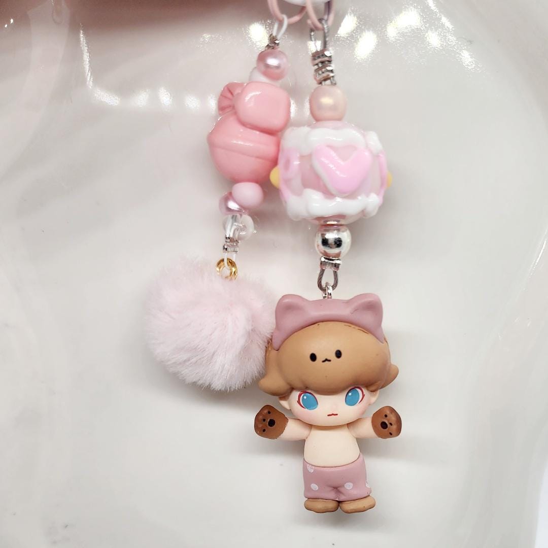Dimoo edited bean figure small keychain, one of a kind, great gift, phone charm Mother's Day