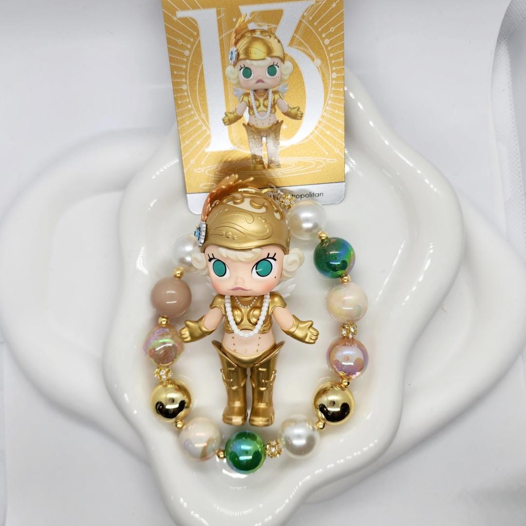 Authentic POPMART 13TH Anniversary MOLLY goddess with ID card one-of-a-kind handmade- keychain or phone charm,