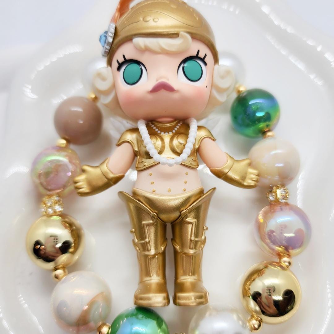 Authentic POPMART 13TH Anniversary MOLLY goddess with ID card one-of-a-kind handmade- keychain or phone charm,