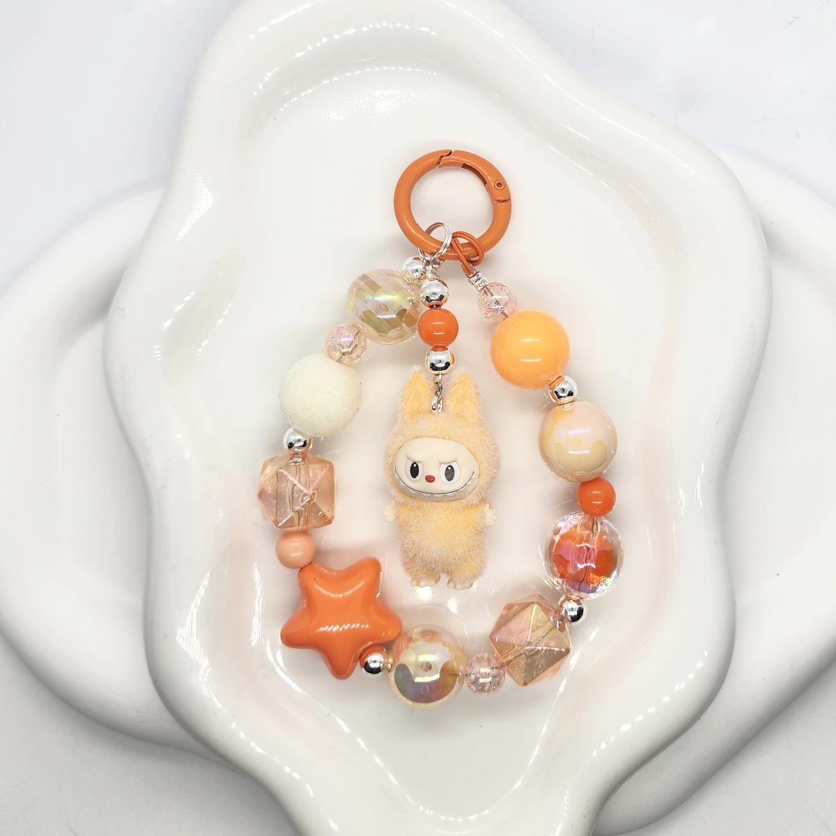 Labubu The Monsters POPMART Bean one-of-a-kind high quality beads - keychain or phone charm, furry | Macaron Larger | Gift