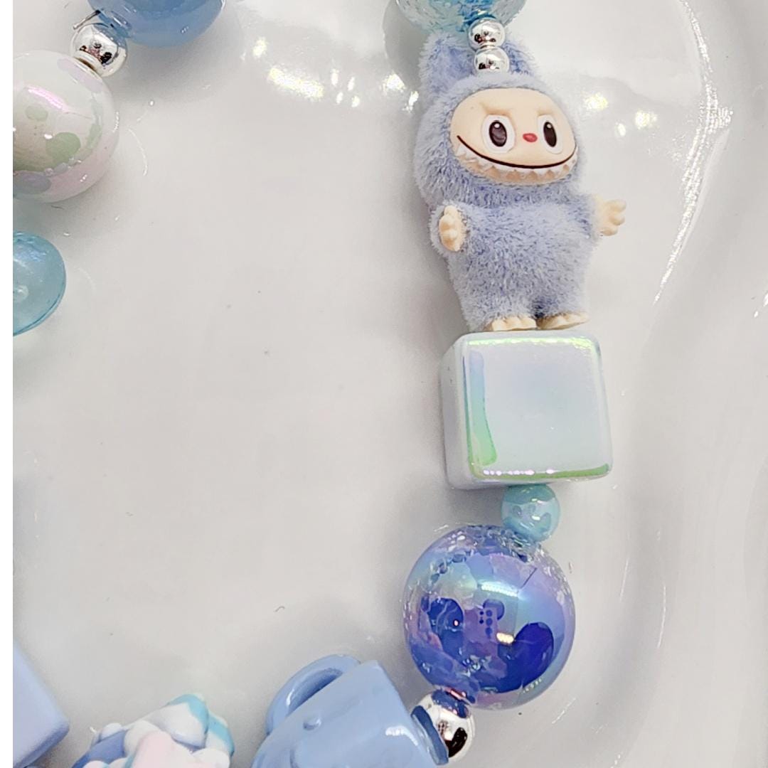 Labubu The Monsters fury Bean! one-of-a-kind handmade take a seat - keychain or phone charm, Have a seat, Halloween monster