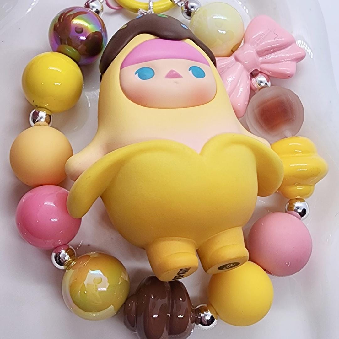 Authentic POPMART PUCKY Banana one-of-a-kind handmade- keychain or phone charm,Mother's Day