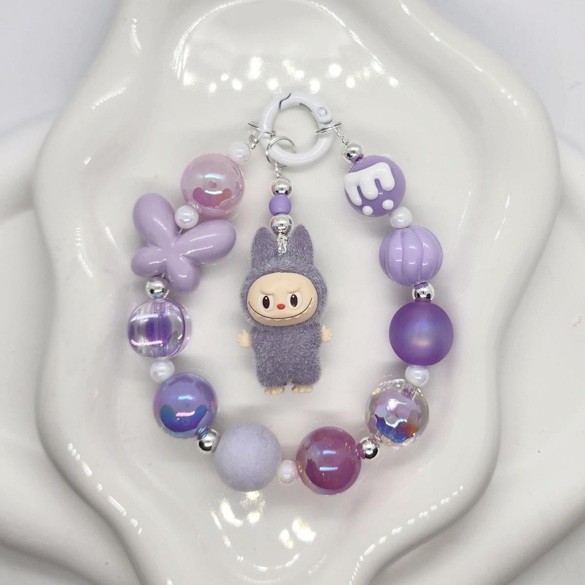 Labubu The Monsters POPMART Bean one-of-a-kind high quality beads - keychain or phone charm, furry | Macaron Larger | Gift