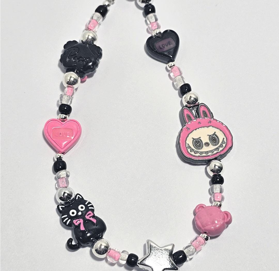 POPMART The Monsters Labubu | Crayon Shin Chan with alloy metal beads keychain or phone charm, Kawaii Japan | Cute Chain GiftMother's Day