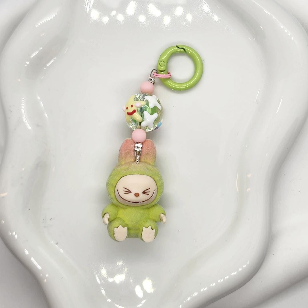 Exclusive * Labubu The Monsters short fur Bean! one-of-a-kind handmade - keychain or phone charm, Gift, Mother's Day