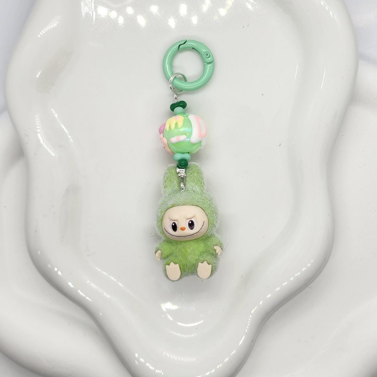Exclusive * Labubu The Monsters short fur Bean! one-of-a-kind handmade - keychain or phone charm, Gift, Mother's Day