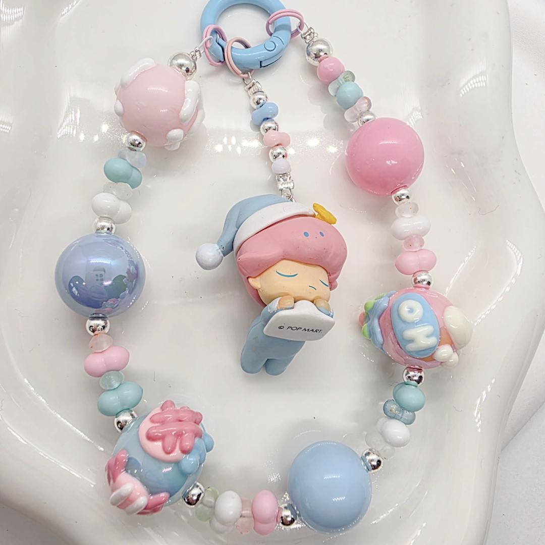 Dimoo figures edited with beaded chain for bag or phone! kawaii | cute gits | Mother's Day | alloy | plastic | handpainted Mother's Day