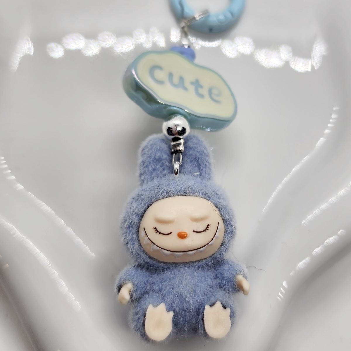 Exclusive * Labubu The Monsters short fur Bean! one-of-a-kind handmade - keychain or phone charm, Gift, Mother's Day