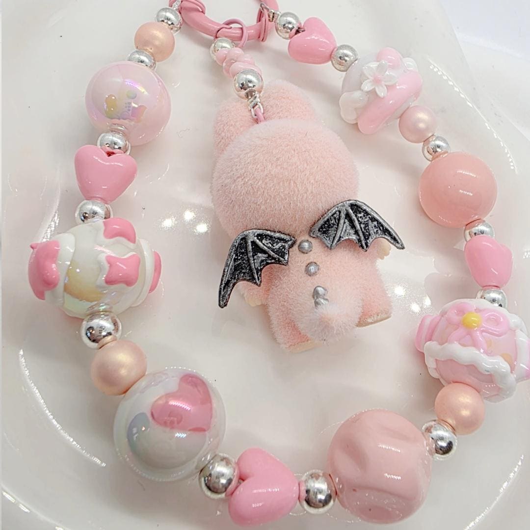Custom Labubu Zimomo The Monsters soft fur 3" Bean ! one-of-a-kind handmade - keychain, phone charm, angel in clouds |