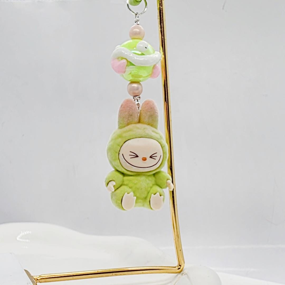Exclusive * Labubu The Monsters short fur Bean! one-of-a-kind handmade - keychain or phone charm, Gift, Mother's Day