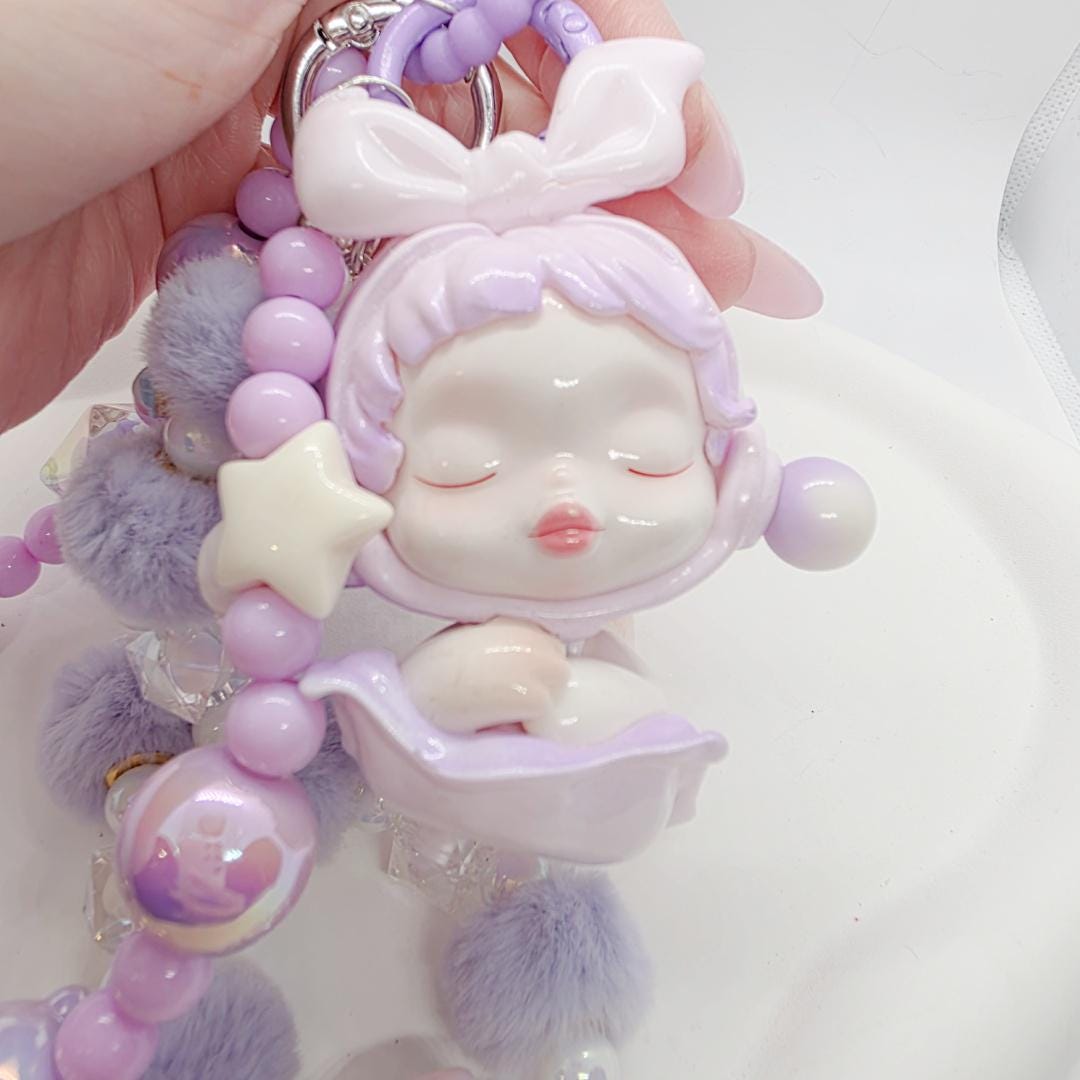 Skull Panda Warmth beaded handmade keychain and figure Kawaii Japan | Multi chains and charms Mother's Day