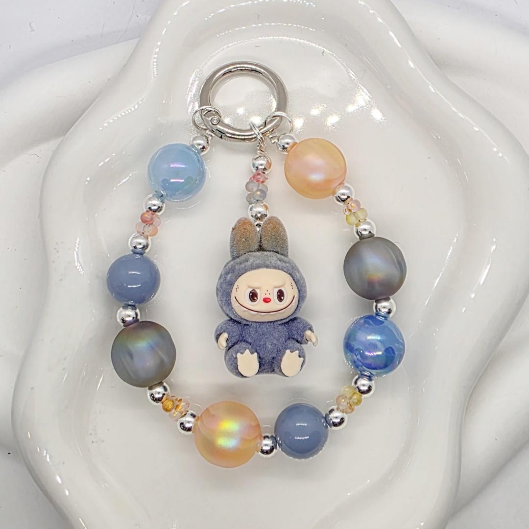Labubu The Monsters short fur Bean! one-of-a-kind handmade - keychain or phone charm Mother's Day