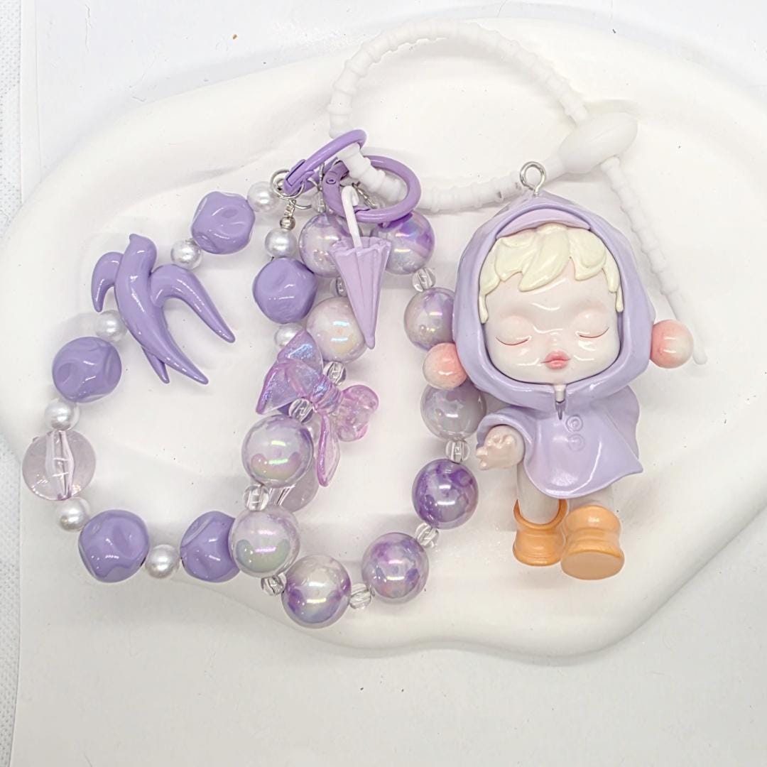 Skull Panda Warmth beaded handmade keychain and figure Kawaii Japan | Multi chains and charms Mother's Day