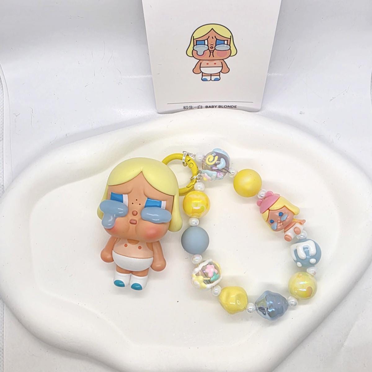 Authentic POPMART Crybaby keychain with beaded chain | phone or bag charm