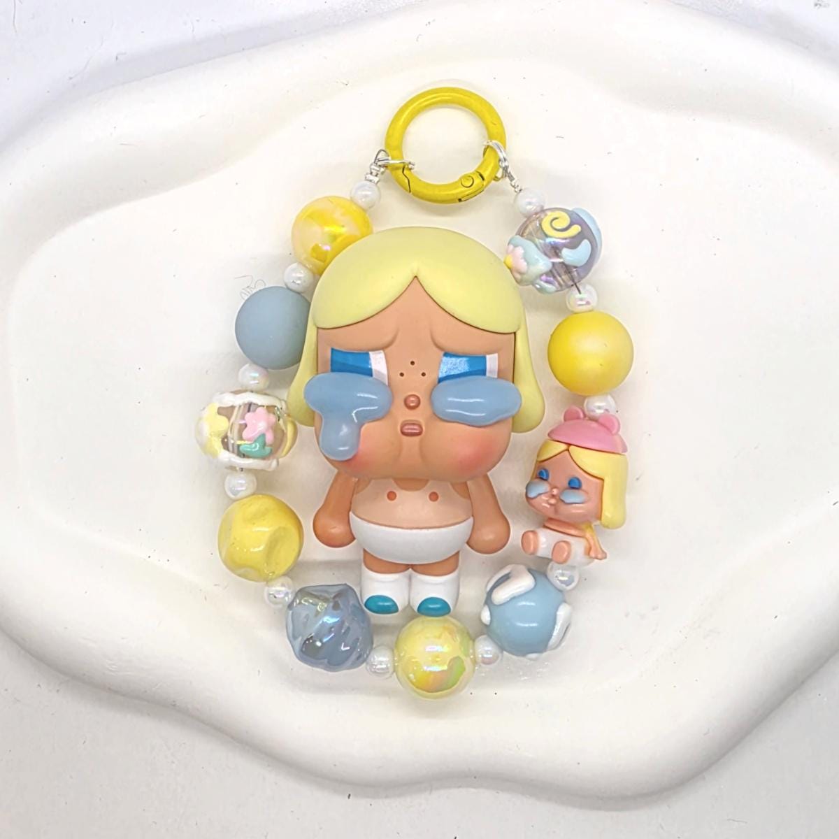 Authentic POPMART Crybaby keychain with beaded chain | phone or bag charm