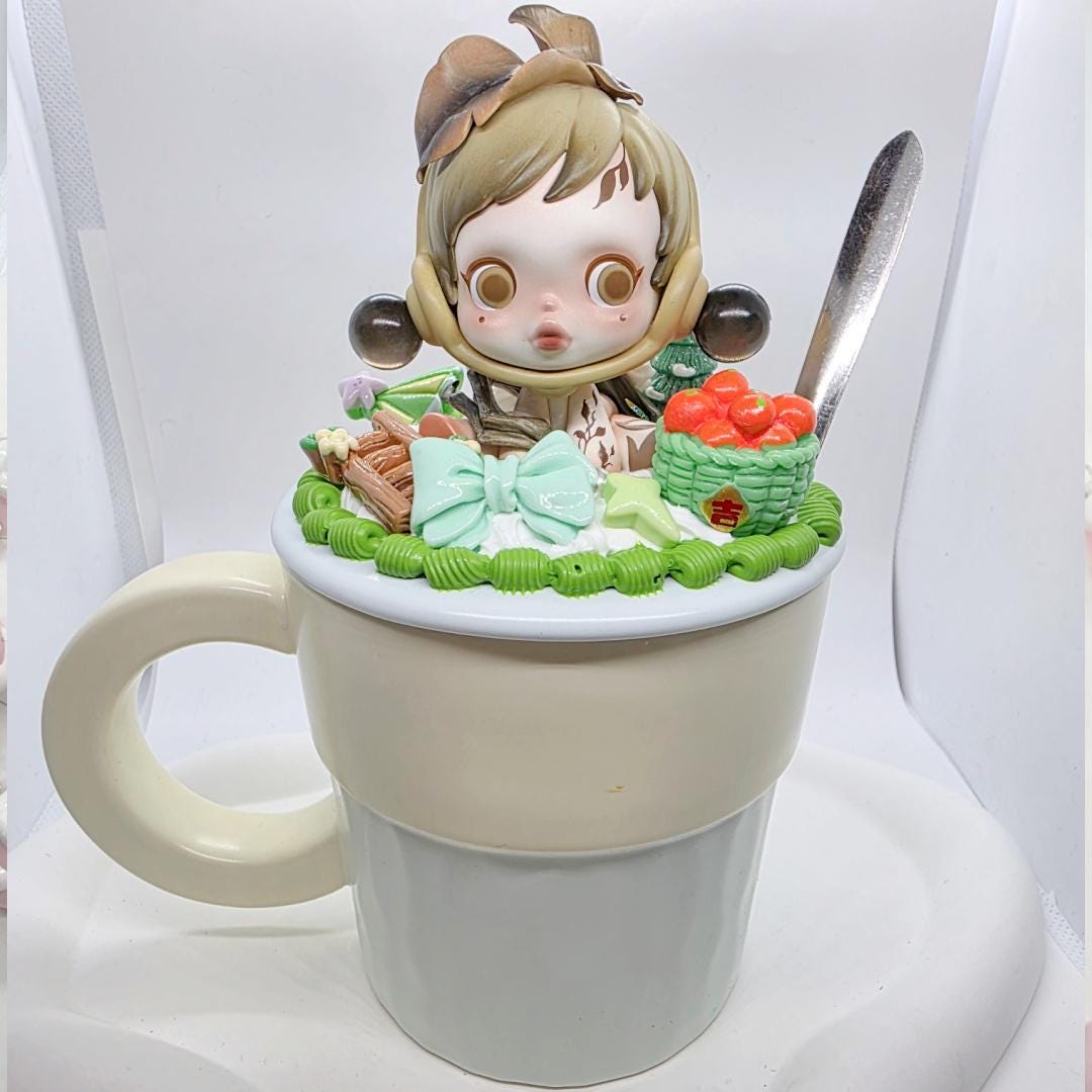 Authentic Figures cream DIY cup, mug, Skull Panda Kawaii Japan, Cute Chain Mother's Day