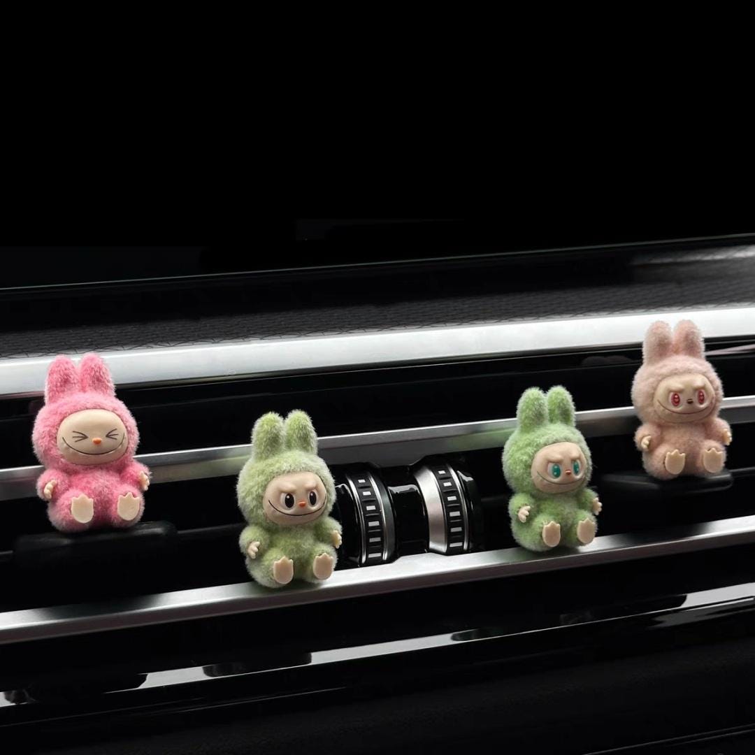 Labubu The Monsters short fur Bean car vent accessory! one-of-a-kind handmade