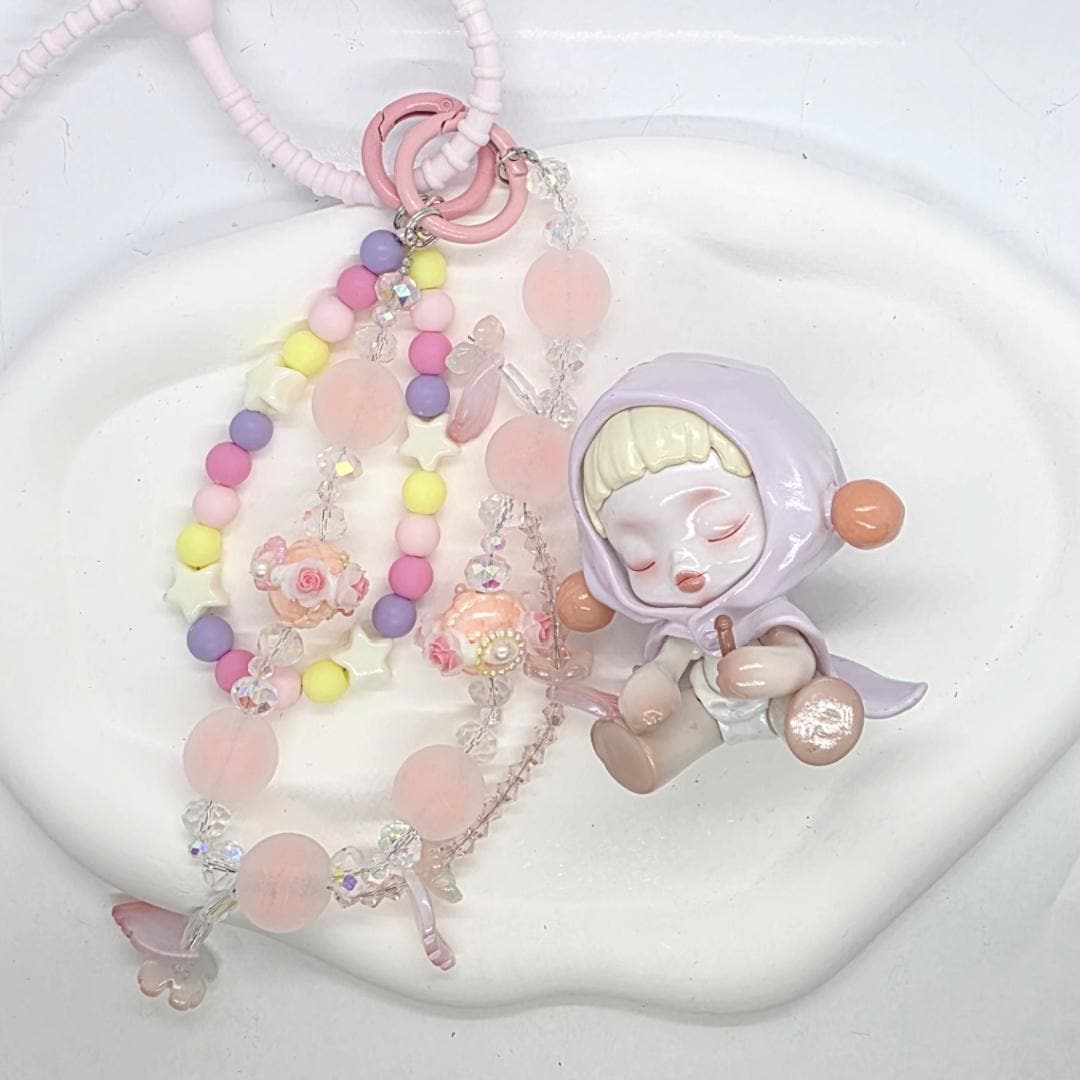 Skull Panda Warmth beaded handmade keychain and figure Kawaii Japan | Multi chains and charms Mother's Day