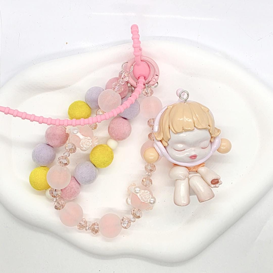 Skull Panda Warmth beaded handmade keychain and figure Kawaii Japan | Multi chains and charms Mother's Day