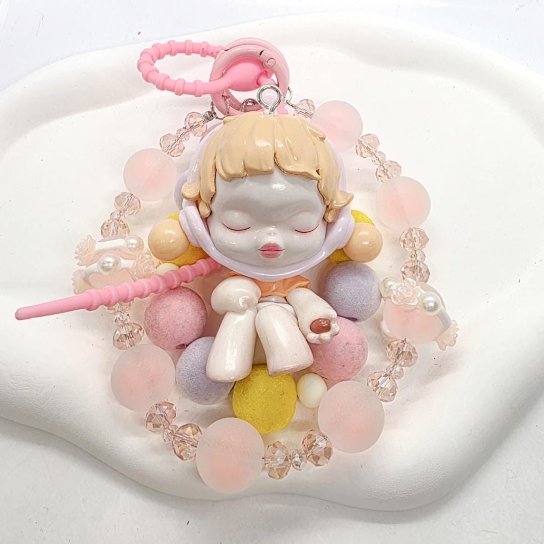 Skull Panda Warmth beaded handmade keychain and figure Kawaii Japan | Multi chains and charms Mother's Day