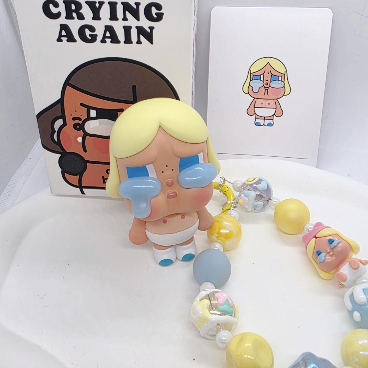 Authentic POPMART Crybaby keychain with beaded chain | phone or bag charm