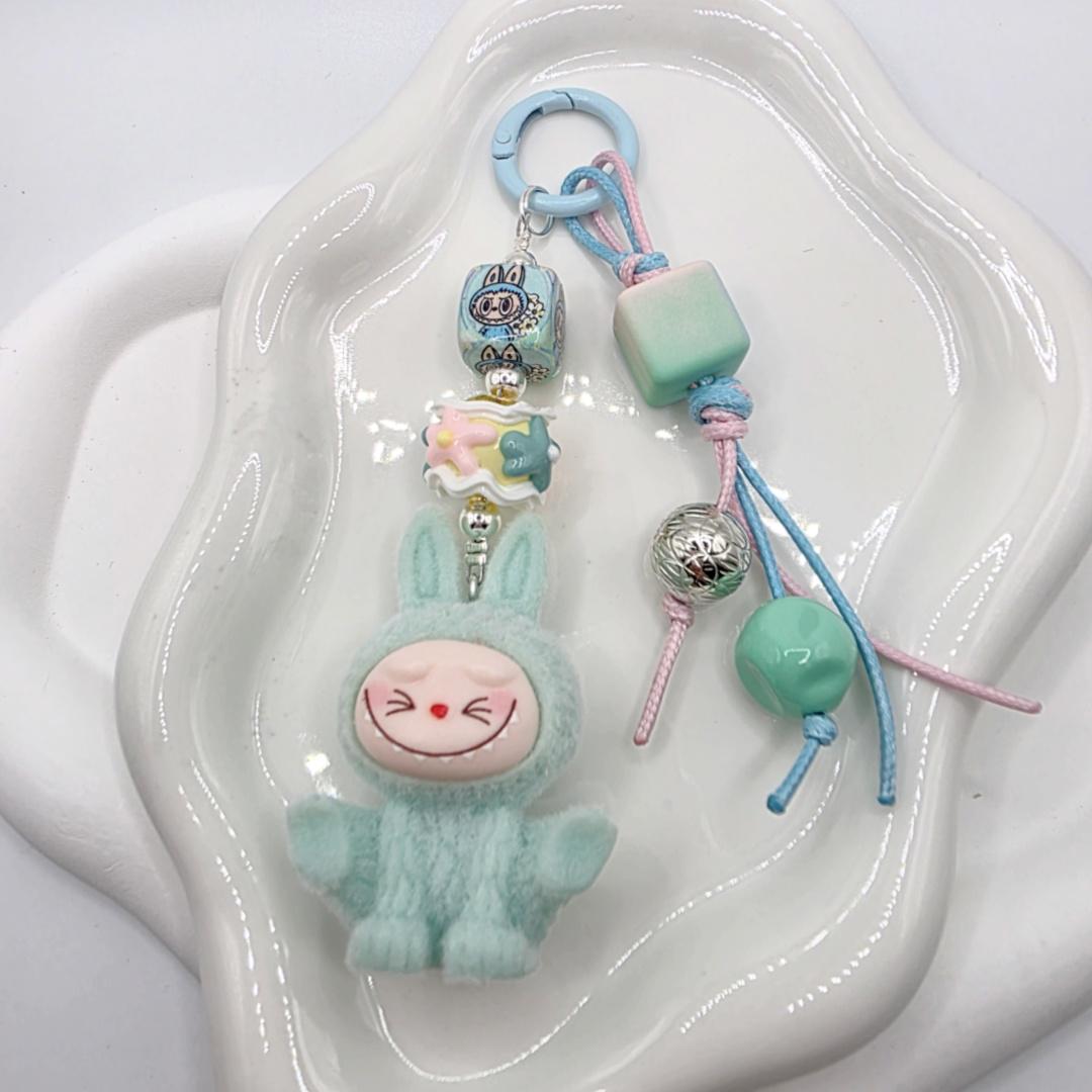 Cute Labubu Furry large bean with beaded cord, cellphone or bag charm | miu | labubu beads, Mother's Day