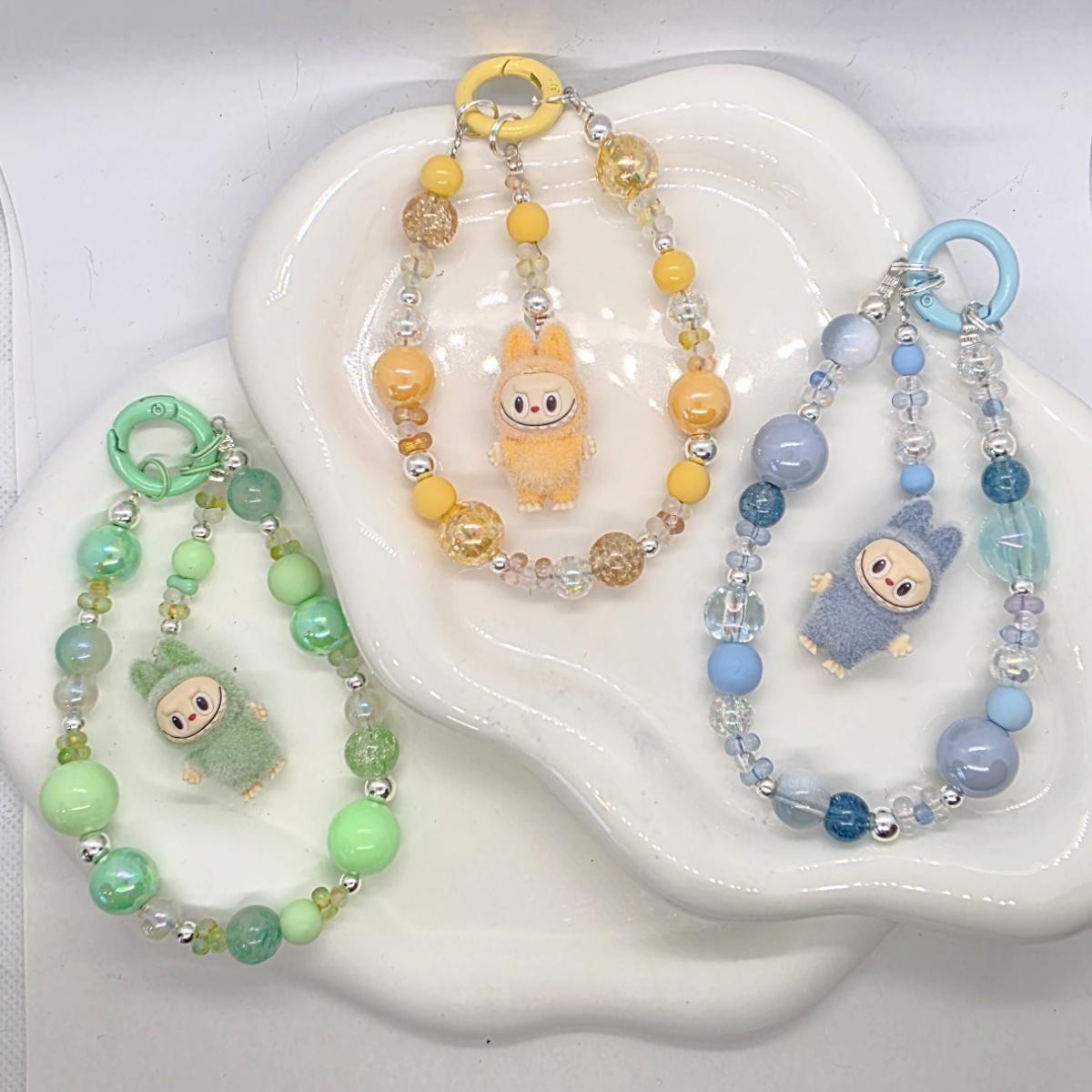 Labubu The Monsters Bean one-of-a-kind high quality beads - keychain or phone charm, furry | Macaron small| Mother's Day