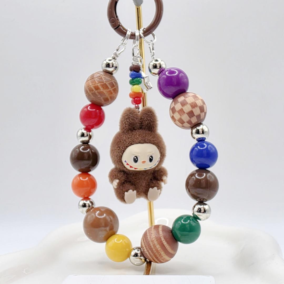 Labubu The Monsters soft short fur Bean! one-of-a-kind handmade have a seat - keychain or phone charm, cute, Mother's Day