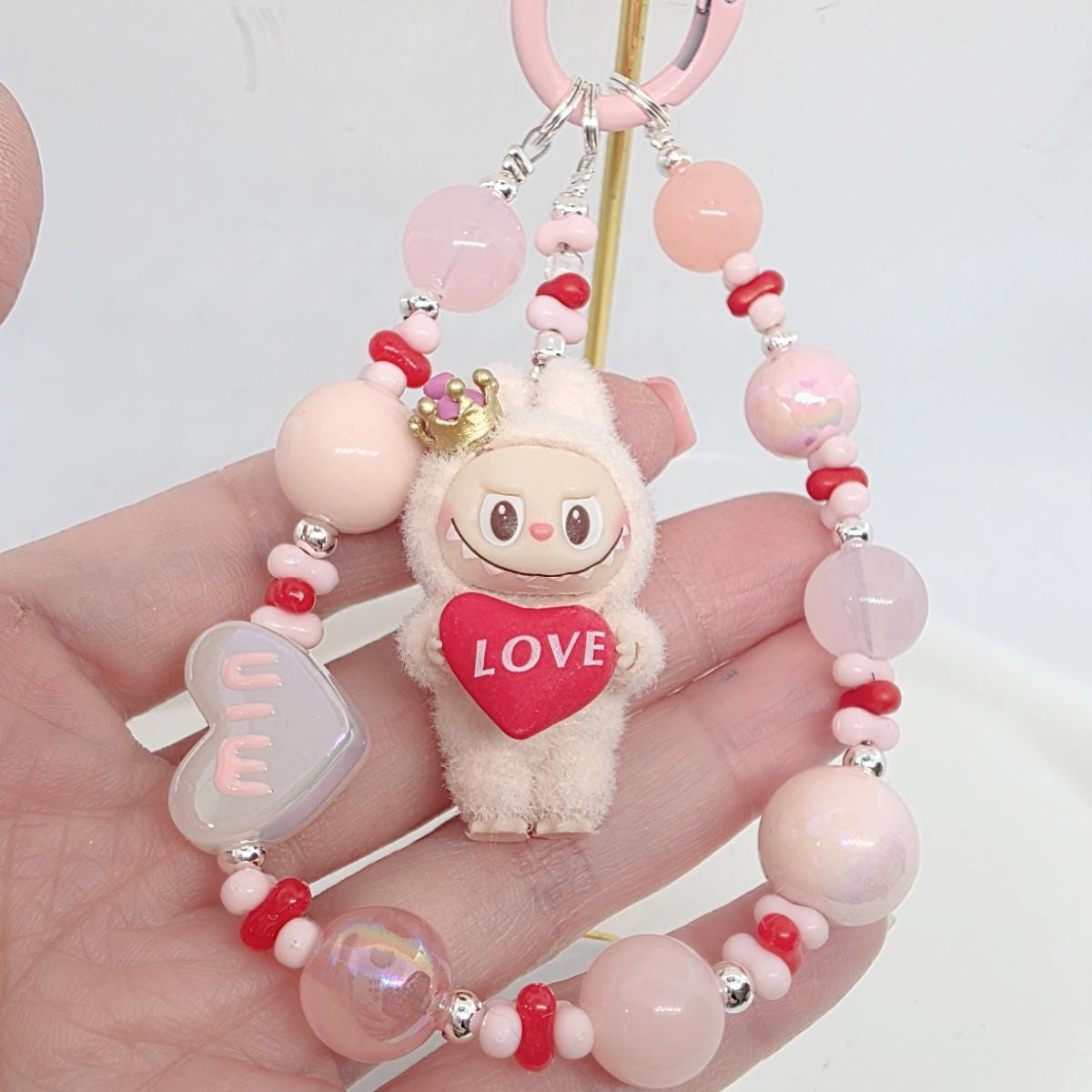 Labubu The Monsters LOVE POPMART Bean one-of-a-kind high quality beads - keychain or phone charm, furry | Macaron Larger | Gift