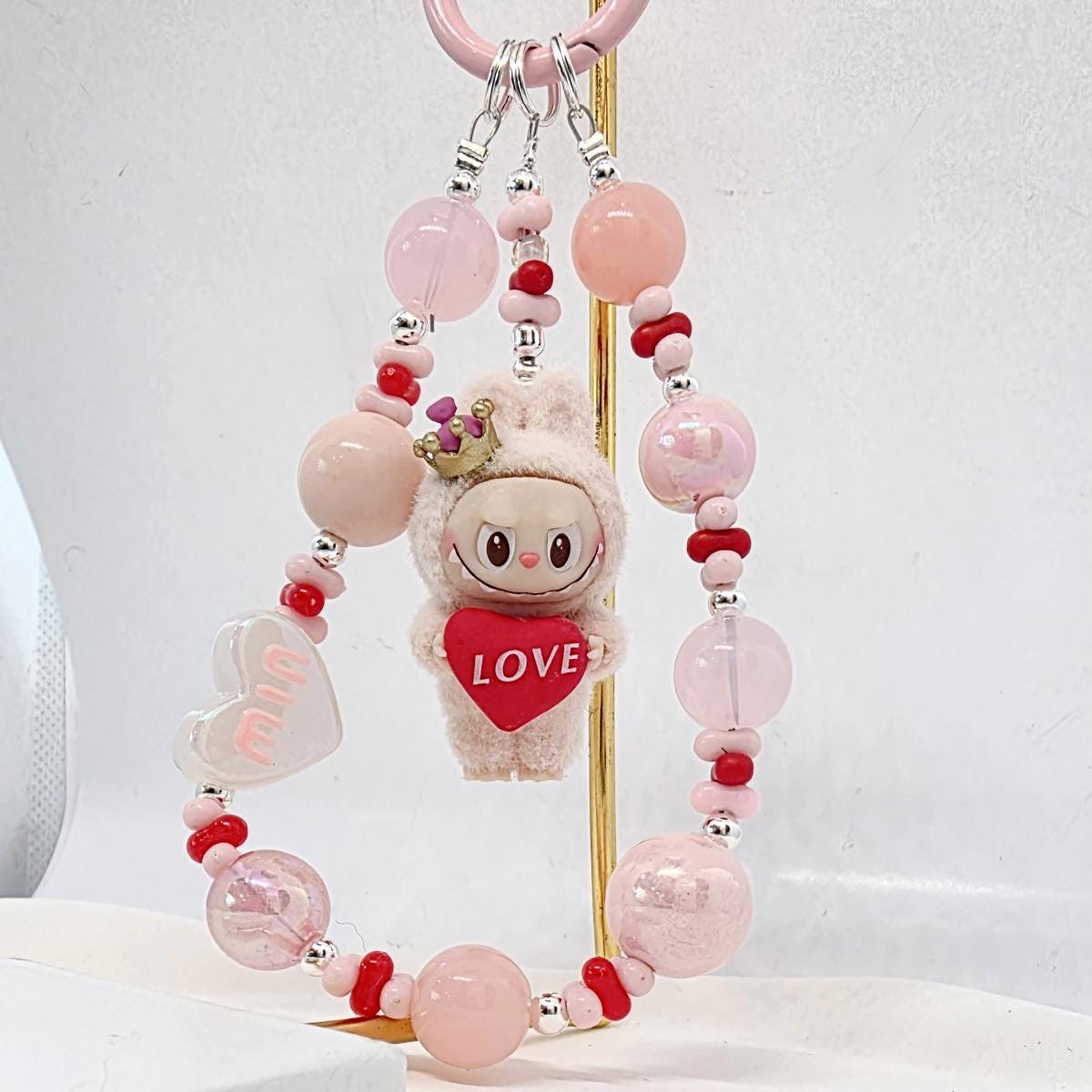 Labubu The Monsters LOVE POPMART Bean one-of-a-kind high quality beads - keychain or phone charm, furry | Macaron Larger | Gift