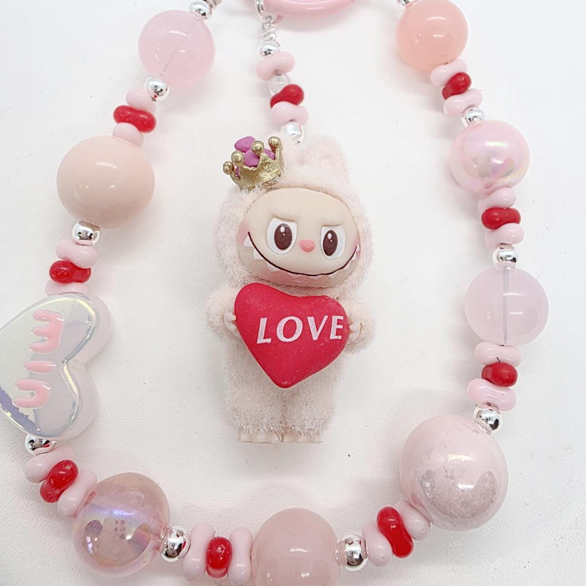 Labubu The Monsters LOVE POPMART Bean one-of-a-kind high quality beads - keychain or phone charm, furry | Macaron Larger | Gift