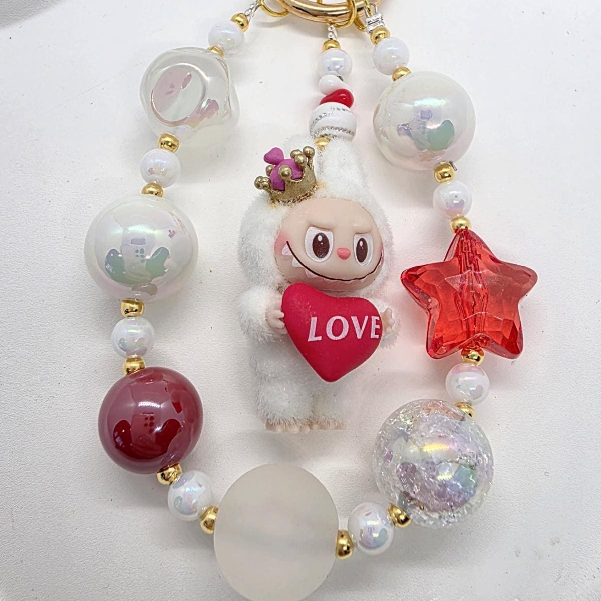 Labubu The Monsters LOVE POPMART Bean one-of-a-kind high quality beads - keychain or phone charm, furry | Macaron Larger | Gift
