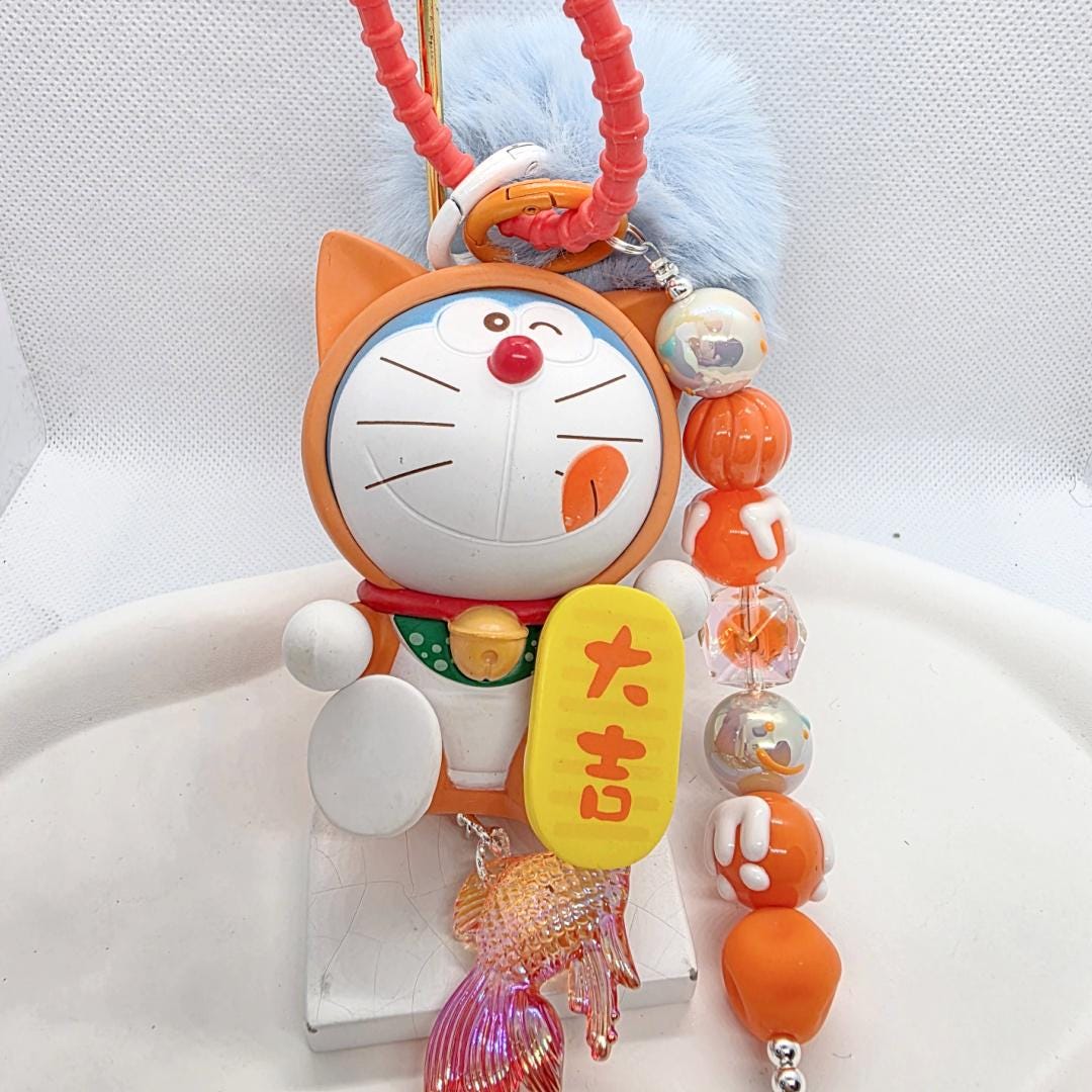 Discounted Doraemon Figure one-of-a-kind handmade chain, furball, bag charm Mother's Day