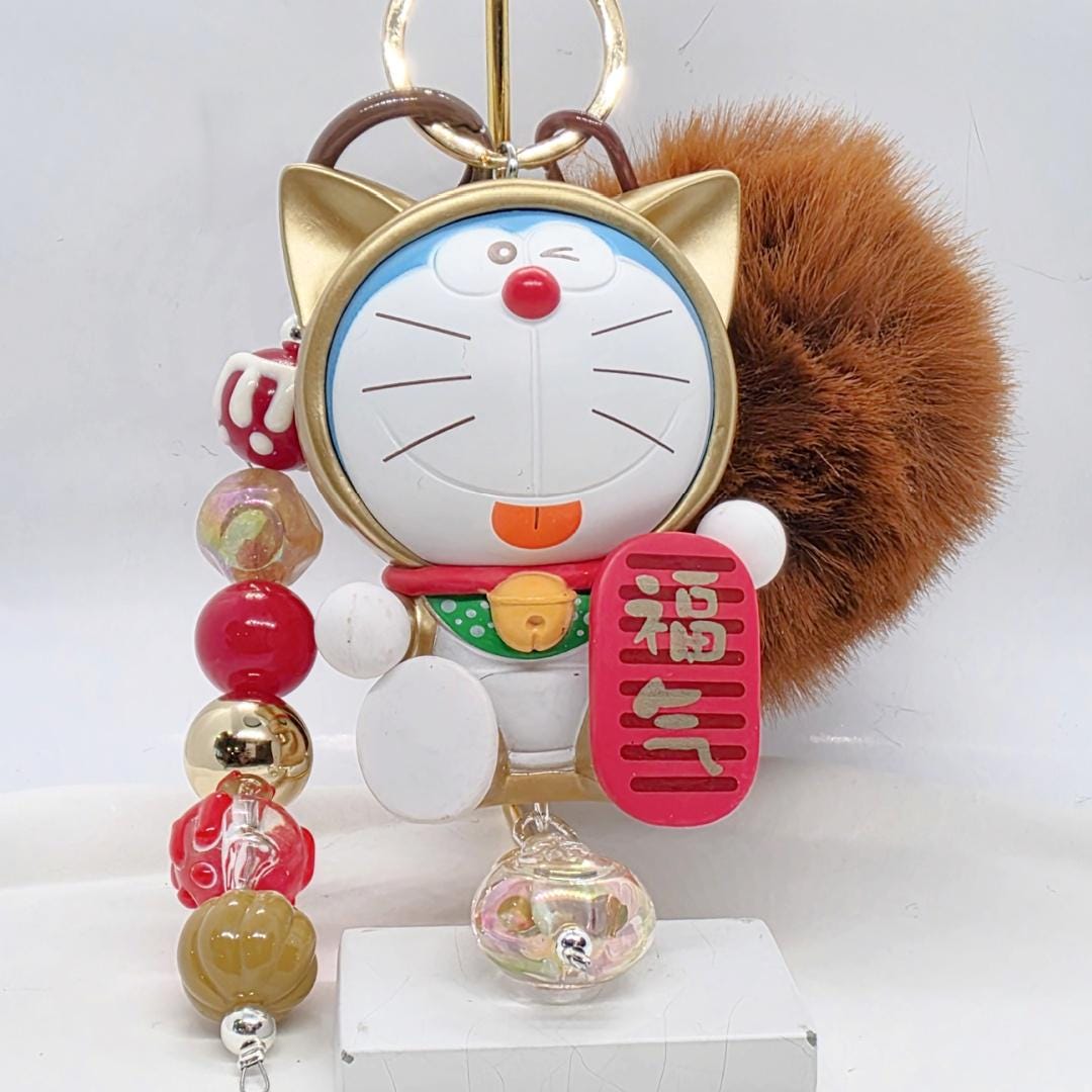 Discounted Doraemon Figure one-of-a-kind handmade chain, furball, bag charm Mother's Day