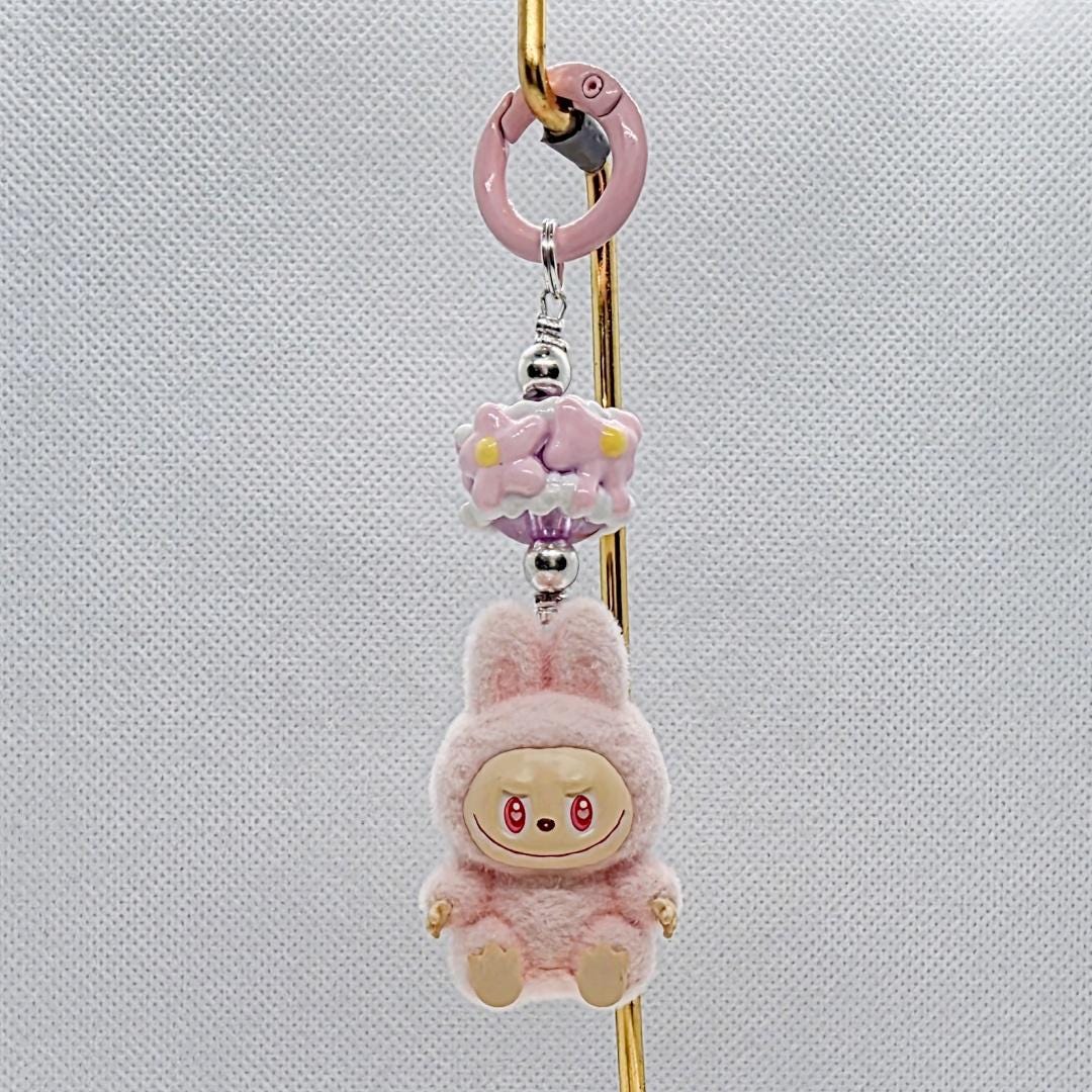 Exclusive * Labubu The Monsters short fur Bean! one-of-a-kind handmade - keychain or phone charm, Gift, Mother's Day