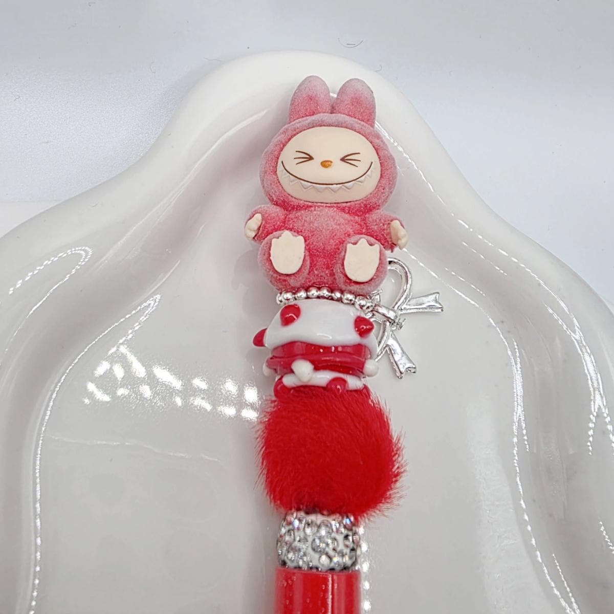Labubu The Monsters soft short fur Bean! one-of-a-kind handmade pen!