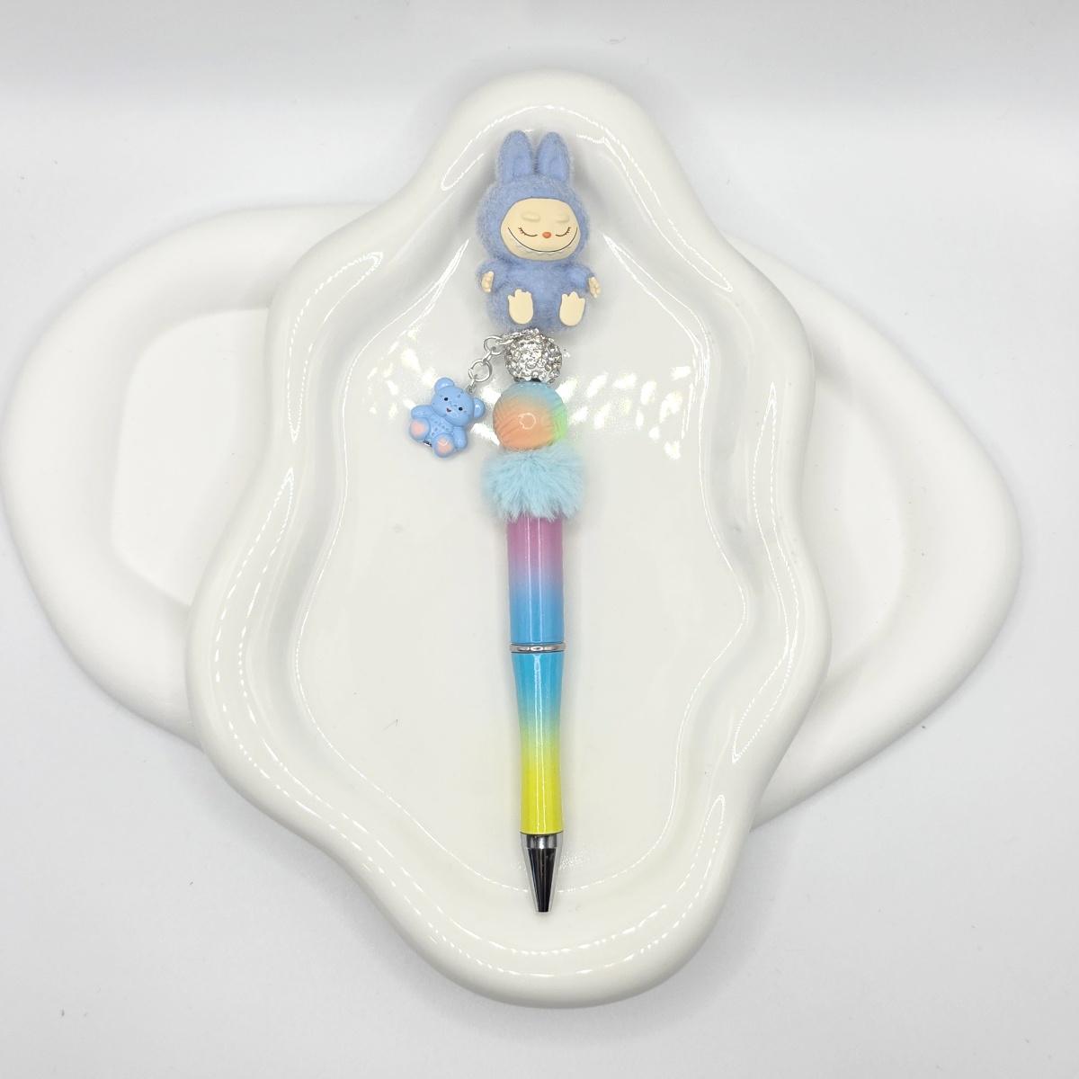 Labubu The Monsters soft short fur Bean! one-of-a-kind handmade pen!