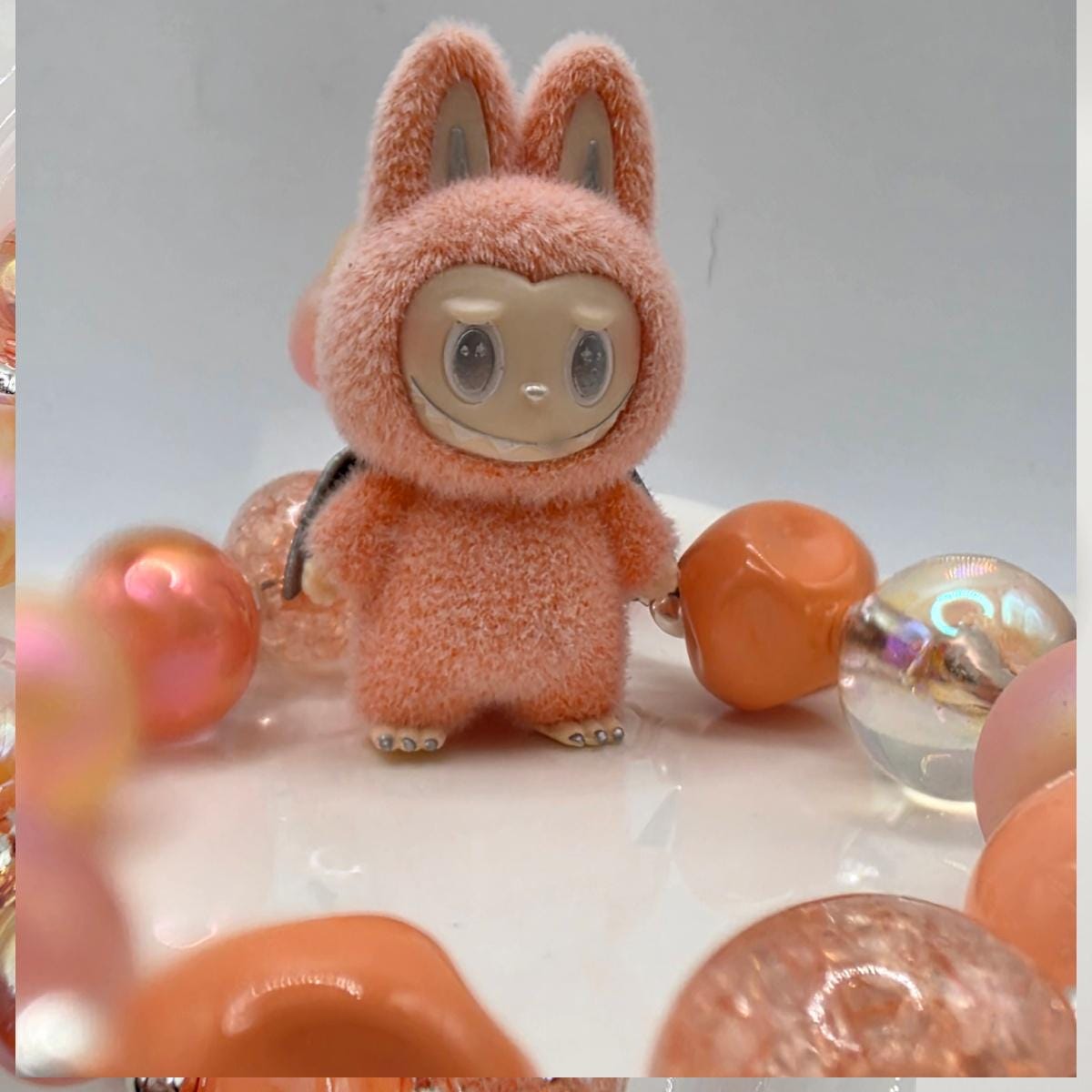 Custom Labubu Zimomo The Monsters soft fur 3" Bean ! one-of-a-kind handmade - keychain, phone charm, angel in clouds |