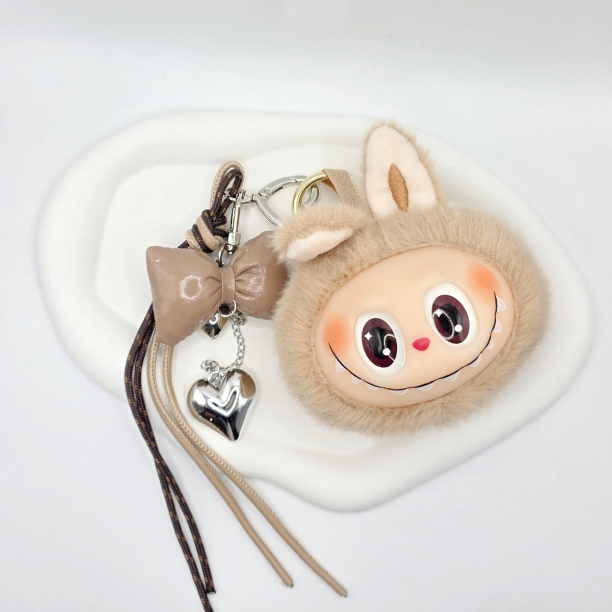Handmade Cute face Labubu Plushy keychain, or bag charm Labubu head