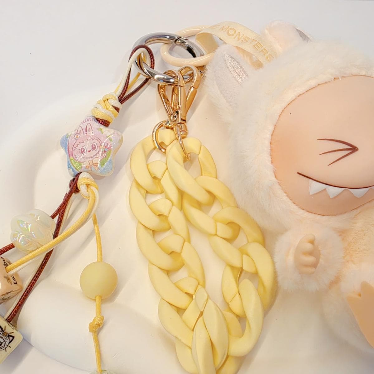 Handmade Labubu Plushy keychain, or bag charm Labubu head Mother's Day