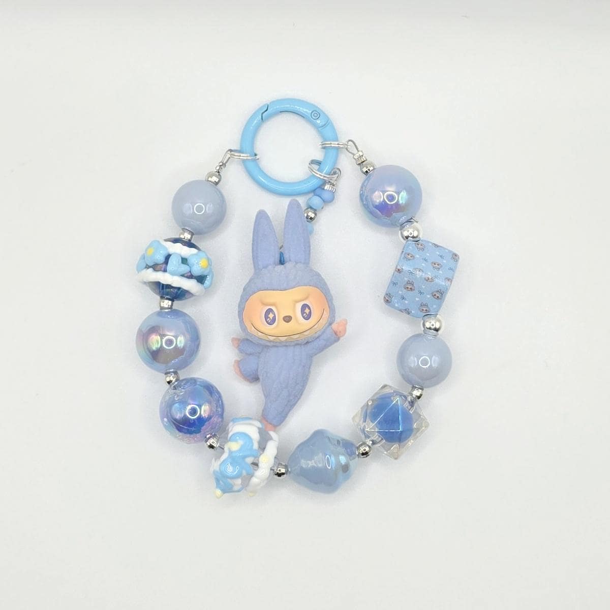 Labubu The Monsters soft short fur Bean purple! one-of-a-kind handmade yoga lazy - keychain or phone charm, labuyoga Mother's Day