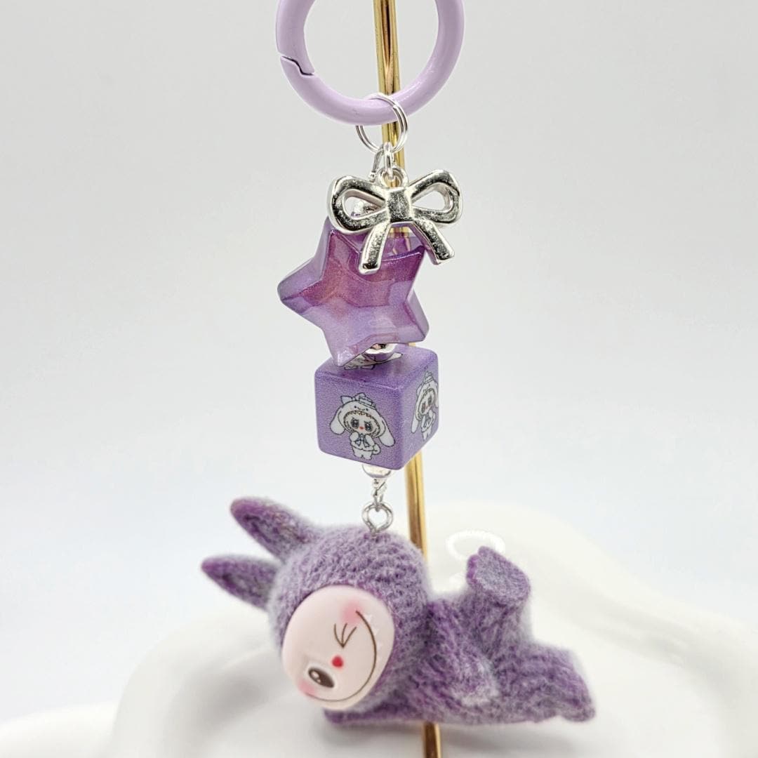 Cute Labubu Furry large bean with beaded cord, cellphone or bag charm | miu | labubu beads, Mother's Day