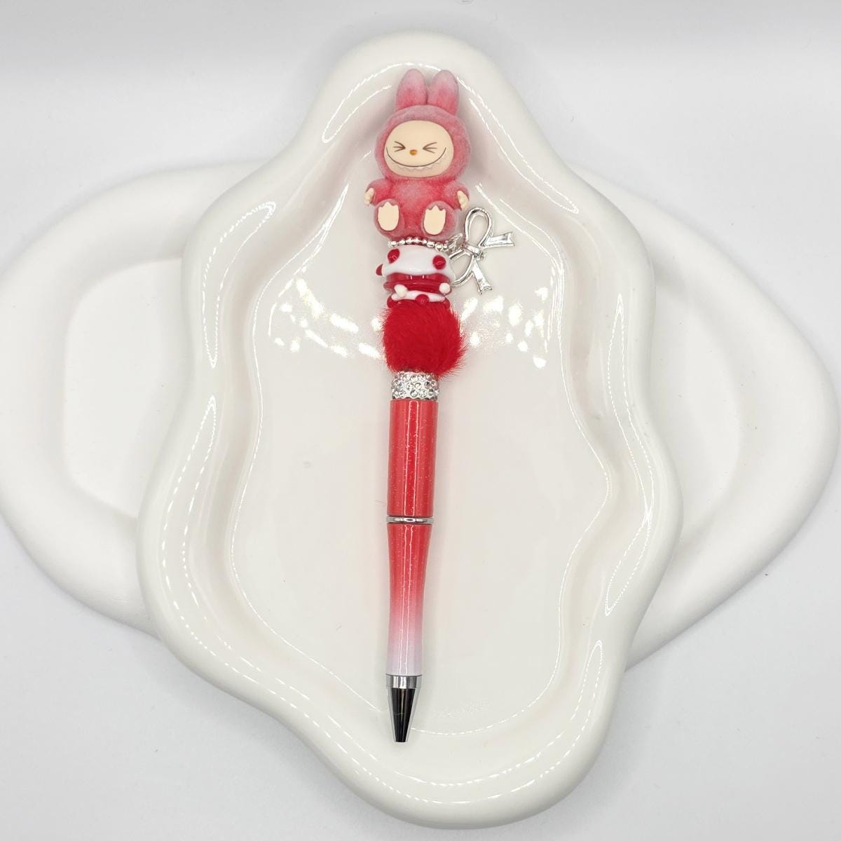 Labubu The Monsters soft short fur Bean! one-of-a-kind handmade pen!